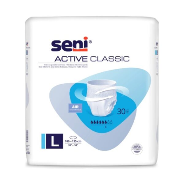 Scutece tip chilot pentru adulti Seni Active Classic L, Absorbtie 1550 ml, 30 buc