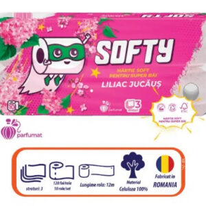 Hârtie igienică Softy Liliac Jucăuș, 3 straturi