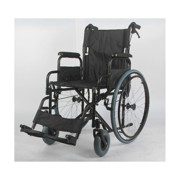Carucior cu rotile (scaun rulant cu antrenare manuala) pliabil, din otel, cotiere detasabile, suport picioare detasabil, 110 kg, KY903AJ-46