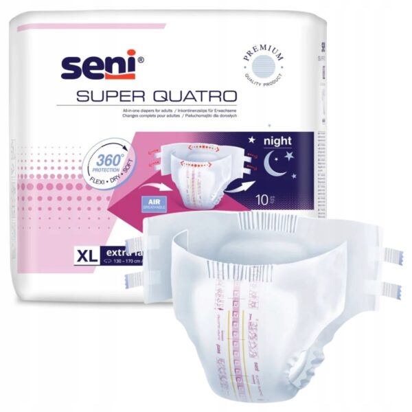 Scutece Adulți Seni Super Quatro XL 10 buc – Absorbție 4000 ml, imaginea 3
