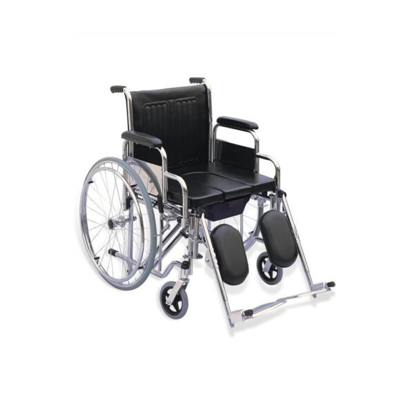 Scaun cu rotile (fotoliu rulant cu vas de toaleta detasabil) pliabil, cotiere fixe din PVC, 120 kg, KY681C-51