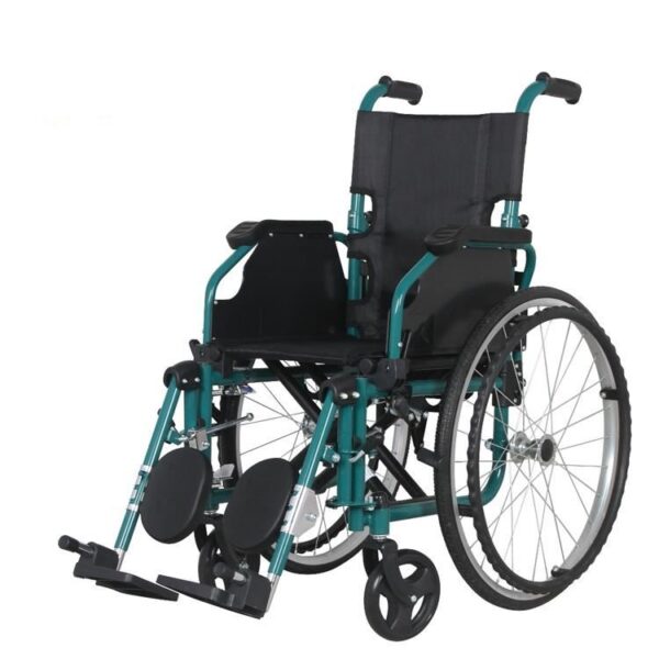 Scaun cu rotile pentru copii, pliabil, ultrausor, din otel, cotiere rabatabile, suport picioare reglabil, manere pliabile, 100 kg, KY980AC-35, imaginea 2