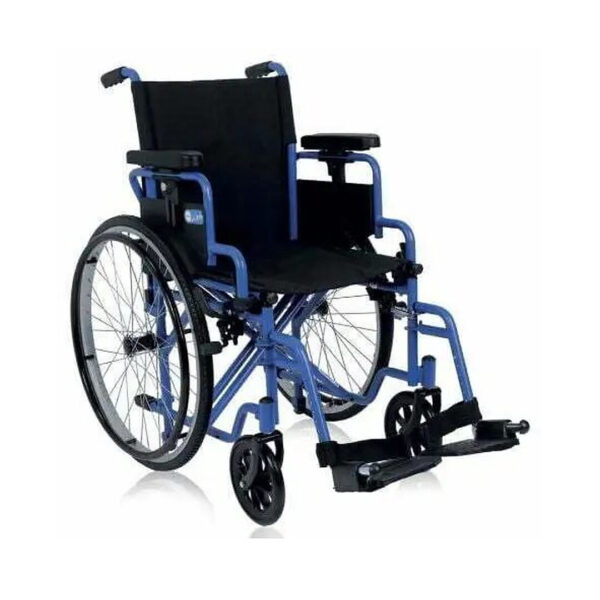 Scaun cu rotile pliabil din otel, buzunar pentru documente, suport picioare detasabil, cotiere rabatabile, 150 kg, CP110B-48