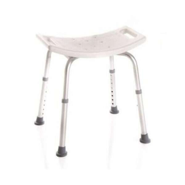 Scaun de baie, inaltime reglabila, material aluminiu, cu manere, dimensiuni 49.5x40 cm, sarcina maxima 136 kg, greutate 1.8 kg
