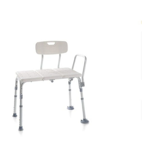 Scaun de baie, reglabil, aluminiu, sezut si spatar HDPE, spatar inclus, dimensiuni 80x61x83-93 cm, sarcina maxima 150 kg