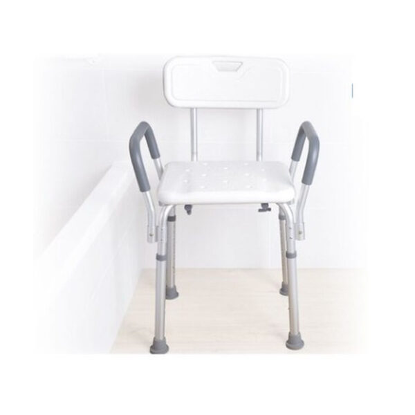 Scaun de dus, aluminiu, spatar, reglabil pe inaltime, greutate maxima 136 kg