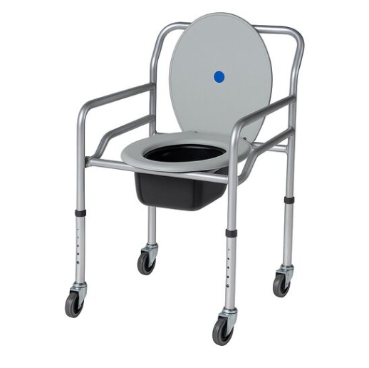 Scaun de toaleta cu roti, pliabil, metal HC401, imaginea 2