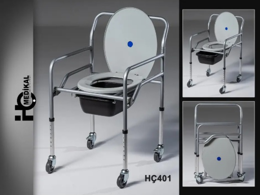 Scaun de toaleta cu roti, pliabil, metal HC401, imaginea 3