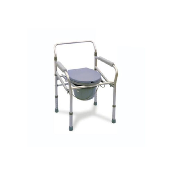 Scaun WC Portabil Reglabil KY894L Aluminiu cu Găleată și Capac