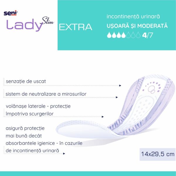 Absorbante urologice pentru femei Seni Lady Slim Extra 14x29,5 cm 15 buc, imaginea 3