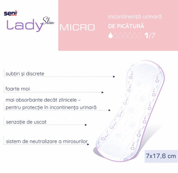 Absorbante urologice pentru femei Seni Lady Slim Micro 7x18,5 cm 20 buc, imaginea 3