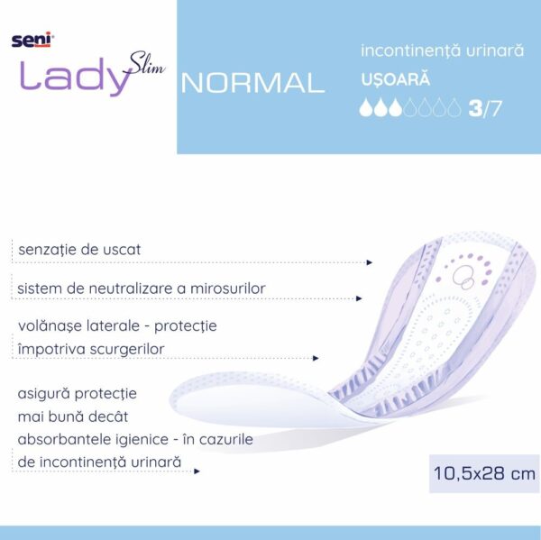 Absorbante urologice pentru femei Seni Lady Slim Normal 10,5x28 cm 20 buc