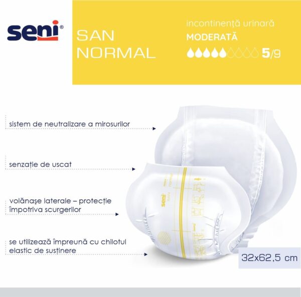 Absorbante pentru incontinenta Seni San Normal 32-62,5 cm 30 buc, imaginea 4