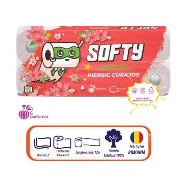 Hartie igienica parfumata Softy Piersic Curajos 2str 10buc/set
