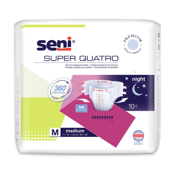 Scutece pentru adulți Seni Super Quatro M, pachet 10 bucăți
