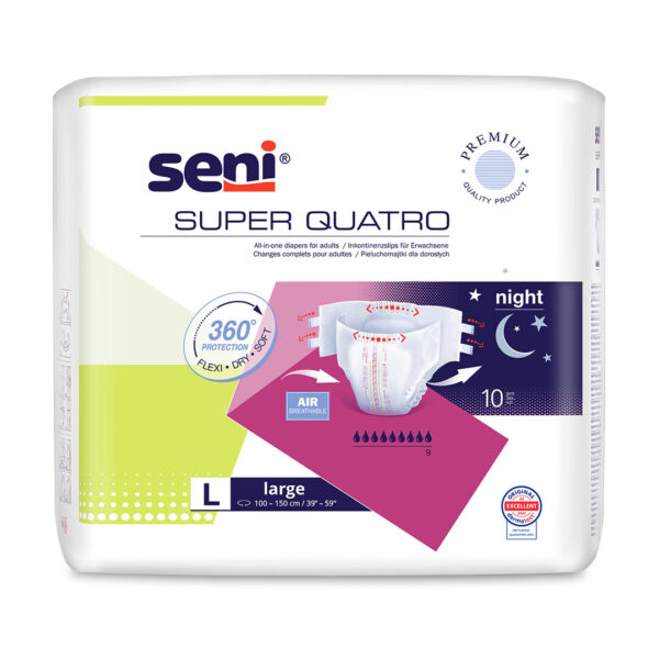 Scutece pentru adulți Seni Super Quatro L, pachet 10 bucăți