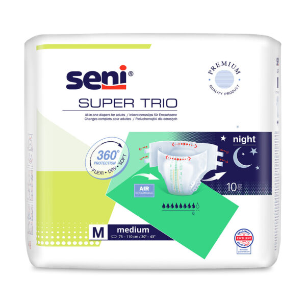 Scutece pentru adulti Seni Super Trio M, Absorbtie 3000 ml, 10 buc