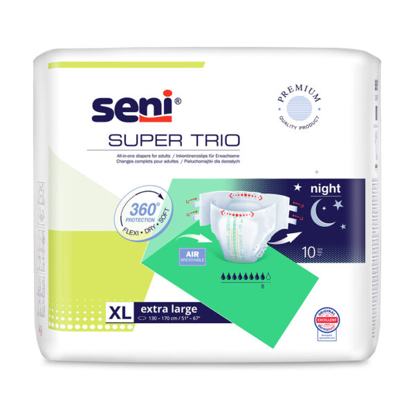 Scutece pentru adulti Seni Super Trio XL, Absorbtie 3400 ml, 10 buc