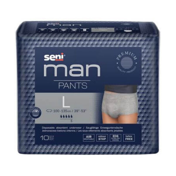 Scutece pentru adulti tip chilot Seni Man Pants L, 10 Buc