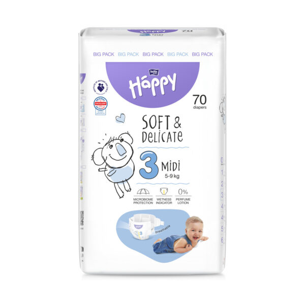 Scutece pentu copii Happy Nr 3, 70 buc