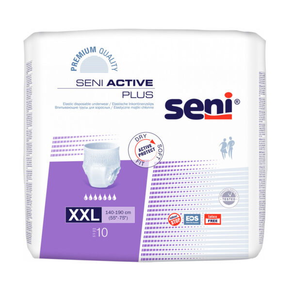 Scutece tip chilot pentru adulti Seni Active Plus XXL, Absorbtie 2000 ml, 10 buc