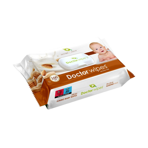 Servetele Umede Copii Dr. Wipe's Jumbo Almond Milk 25x22 cm 100 buc
