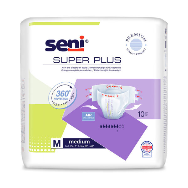Scutece pentru adulti Seni Super Plus M, Absortie 2900 ml, 10 buc