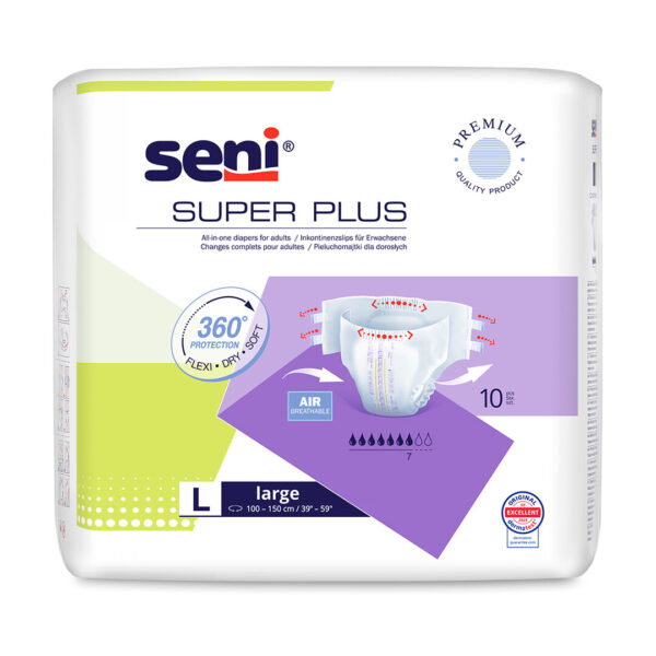Scutece pentru adulti Seni Super Plus L, Absortie 3200 ml, 10 buc