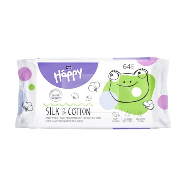 Happy Silk & Cotton Şerveţele umede 64 buc