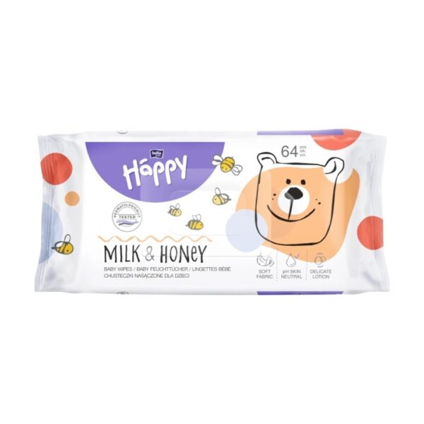 Happy Milk & Honey Şerveţele umede 64 buc